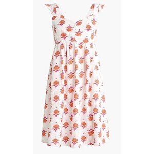 NWT J.Crew Factory Linen Blend Ruffle Strap Mini Dress Sundress Floral 14 $110
